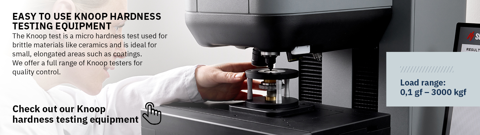 Easy to use Knoop hardness testing equipment